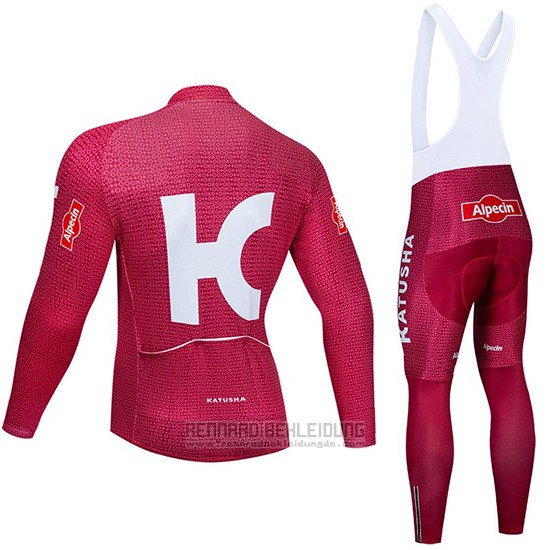 2019 Fahrradbekleidung Katusha Alpecin Rot Trikot Langarm und Tragerhose